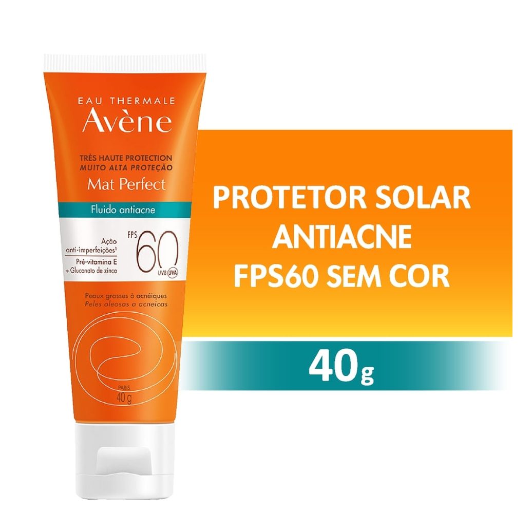Protetor Solar Facial Avène Mat Perfect Fluído Antiacne FPS60 40g