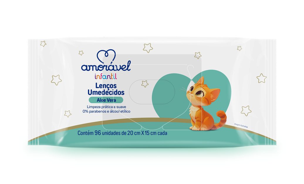 Lenço Umedecido Amorável Baby Aloe Vera 96 Unidades