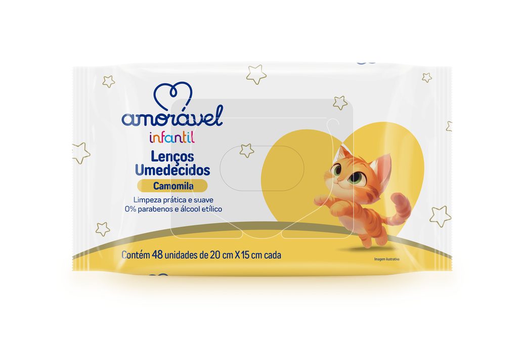 Lenços Umedecidos Baby Amorável Camomila 48 Unidades