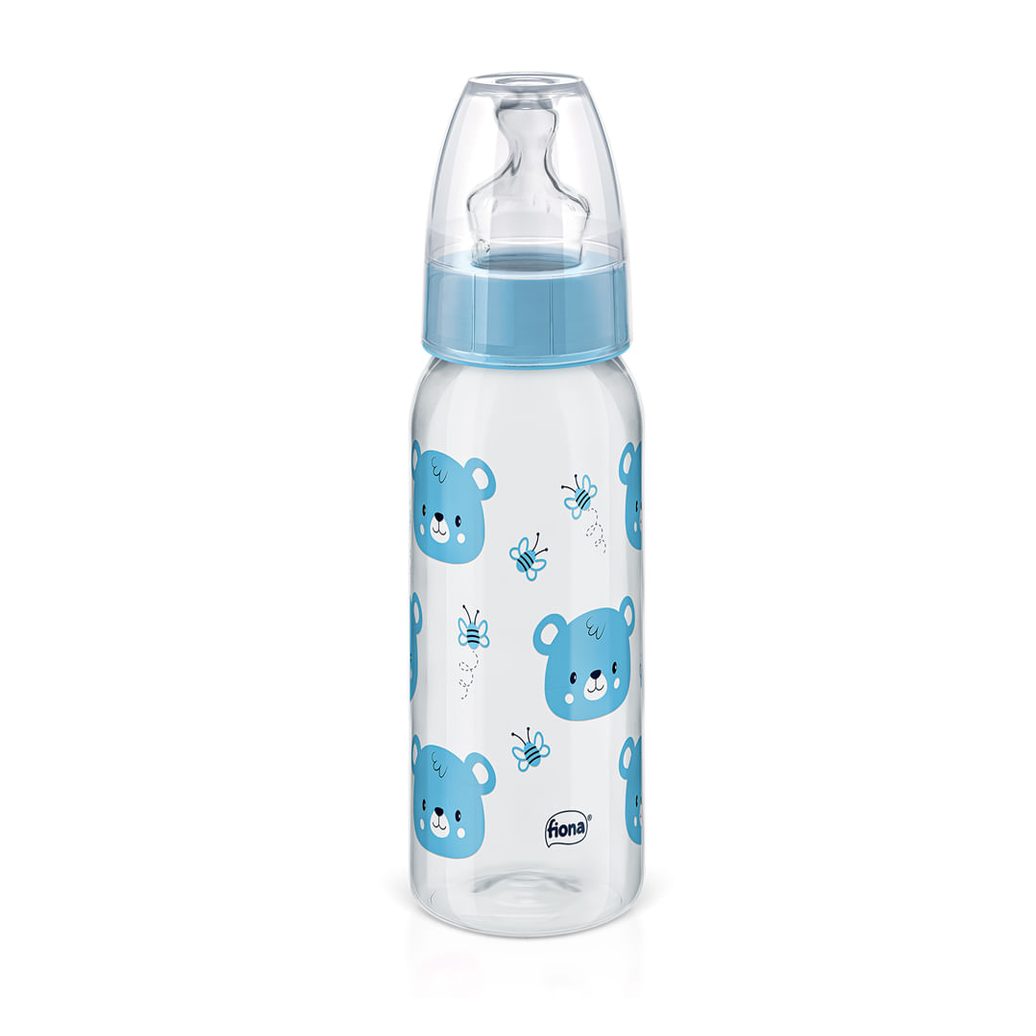 Mamadeira Fiona Desenhos Anatômica +6 meses Sem BPA Azul Tamanho 2 240ml 1 Unidade