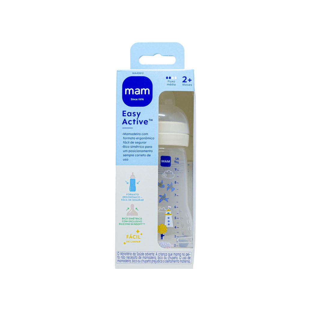 Mamadeira MAM Easy Active Anticólica +2 meses Transparente 270ml 1 Unidade