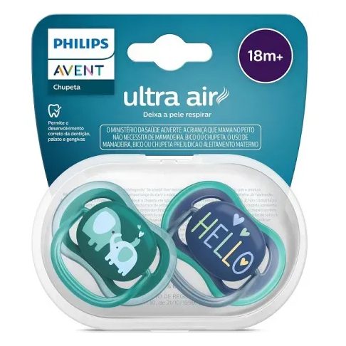 Chupeta Philips Avent Ultra Air +18 meses Silicone Azul 2 Unidades