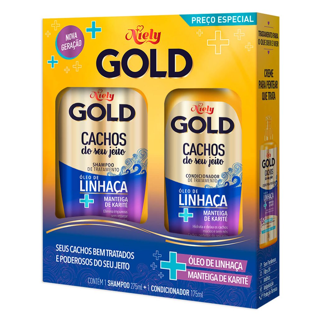 Kit Shampoo Niely Gold Cachos do Seu Jeito 275ml 1 Uni + Condicionador Niely Gold Cachos do Seu Jeito 175ml 1 Uni