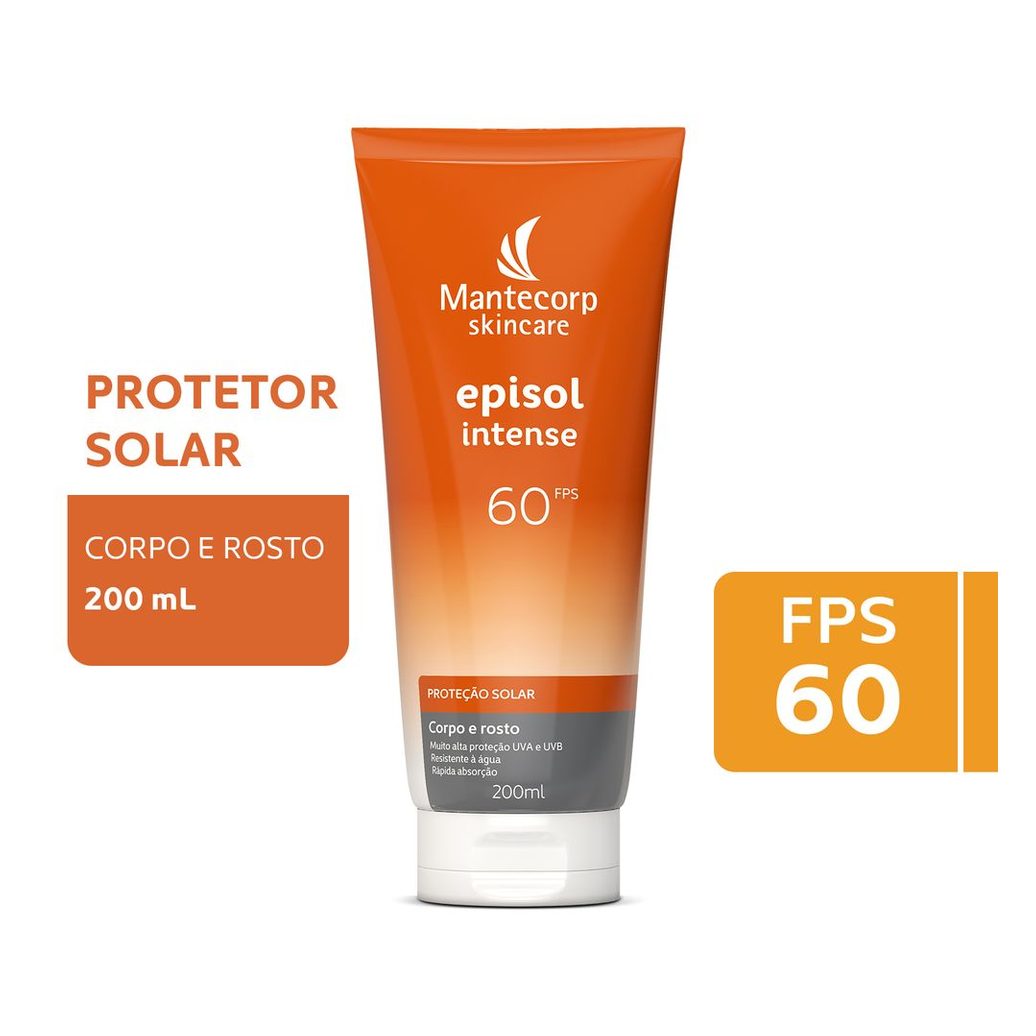 Protetor Solar Episol Intense FPS60 Rosto e Corpo 200ml