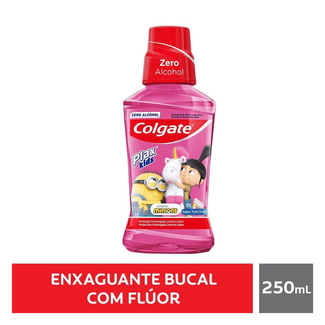 Enxaguante Bucal Infantil Colgate Plax Kids Zero Álcool +6 anos Sabor Tutti Frutti 250ml