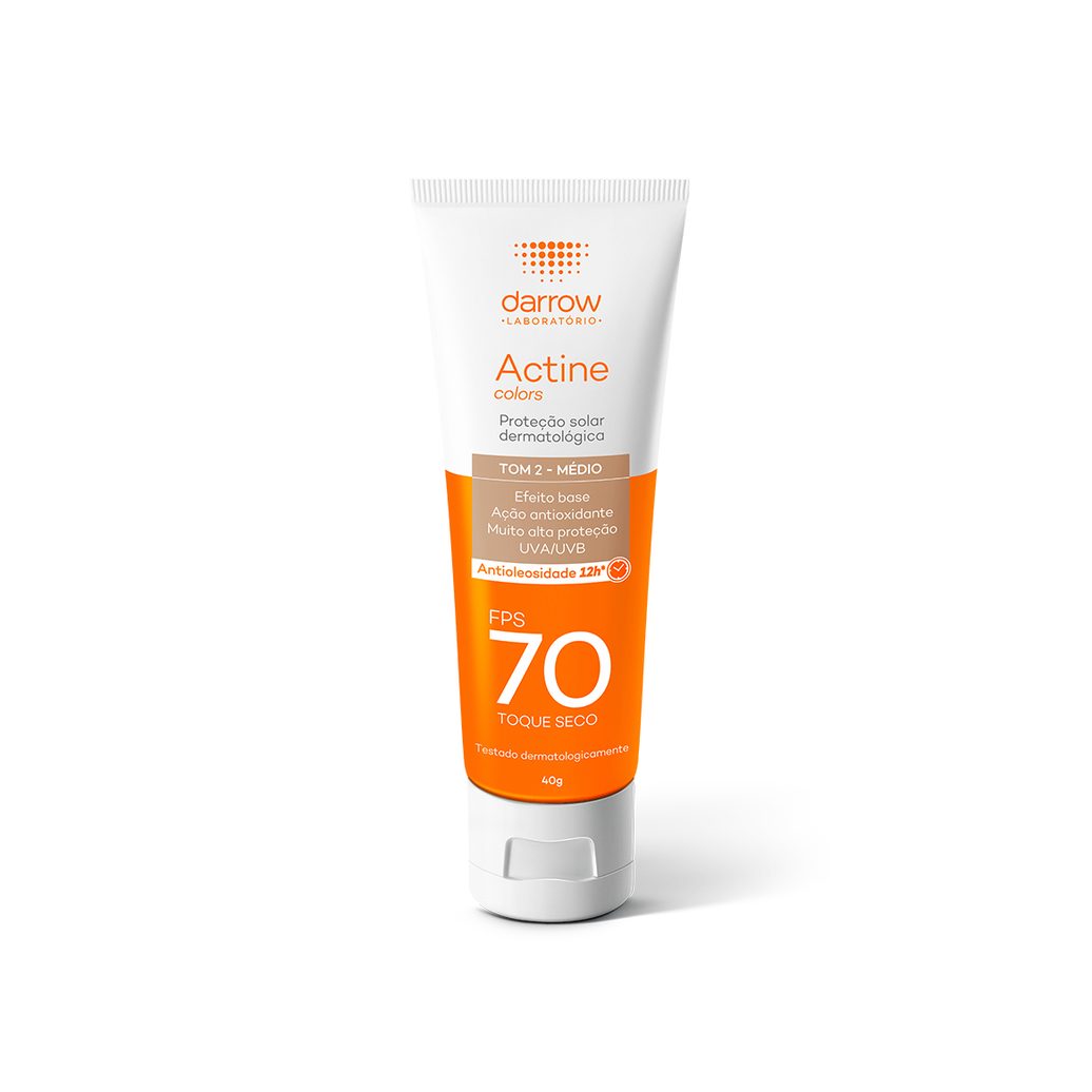 Protetor Solar Facial Darrow Actine Colors Toque Seco FPS70 Cor Pele Morena 40g
