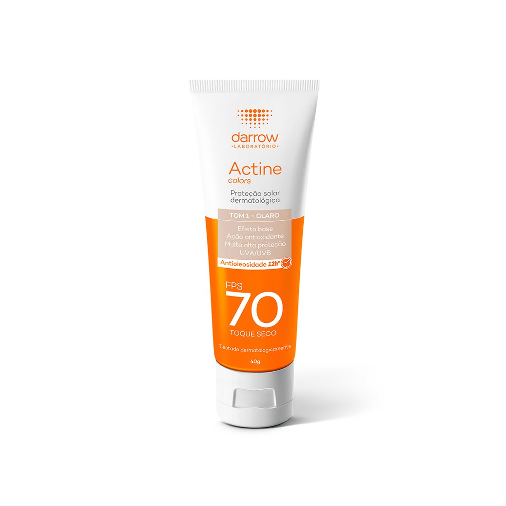 Protetor Solar Facial Darrow Actine Colors Toque Seco FPS70 Cor Pele Clara 40g