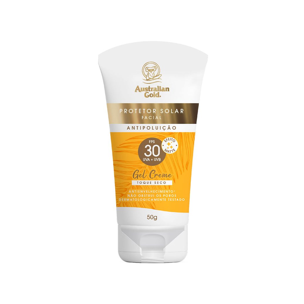 Protetor Solar Facial Australian Gold Anti Poluição FPS30 Efeito Matte 50g