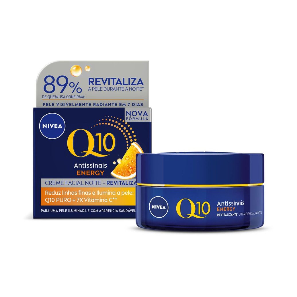Creme Facial Nivea Q10 Energy Antissinais Noturno Vitamina C e E 50g