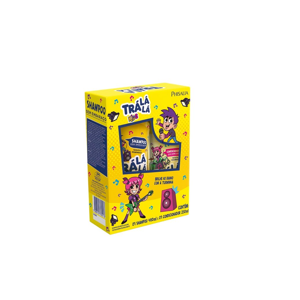 Kit Shampoo Infantil Trá Lá Lá Kids Sem Embaraço 480ml 1 Unidade + Condicionador Infantil Trá Lá Lá Kids Sem Embaraço 250ml 1 Unidade
