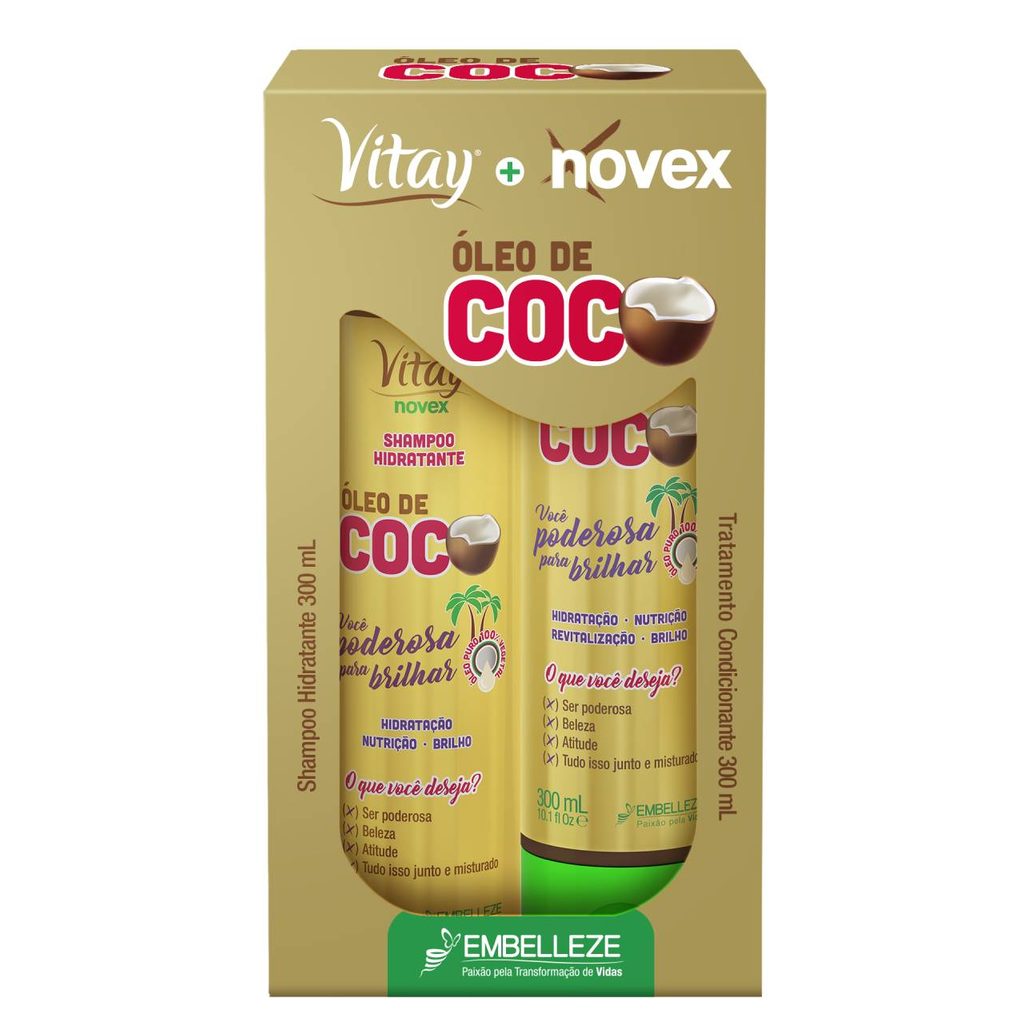 Shampoo Hidratante Novex Óleo De Coco 300ml + Tratamento Condicionante Vitasay Novex Óleo De Coco 300ml