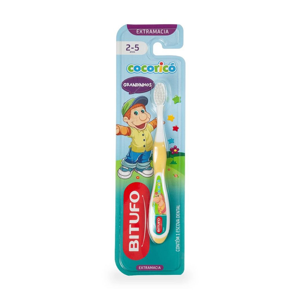 Escova Dental Infantil Bitufo Grandinhos Cocoricó Ultra Macia de 2 a 5 anos 1 Unidade