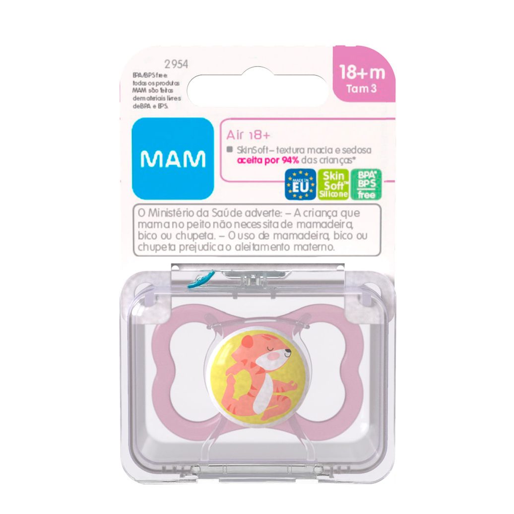 Chupeta MAM Air Ortodôntica +18 meses Silicone Rosa 1 Unidade