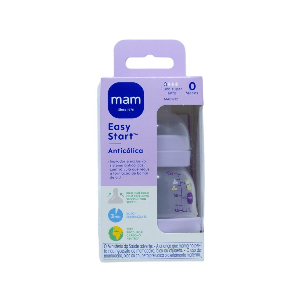 Mamadeira MAM Easy Start Anticólica Bico de Silicone de 0 a 6 meses Rosa 130ml 1 Unidade