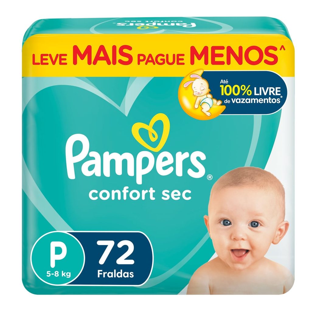 Fralda Pampers Confort Sec P 72 Unidades