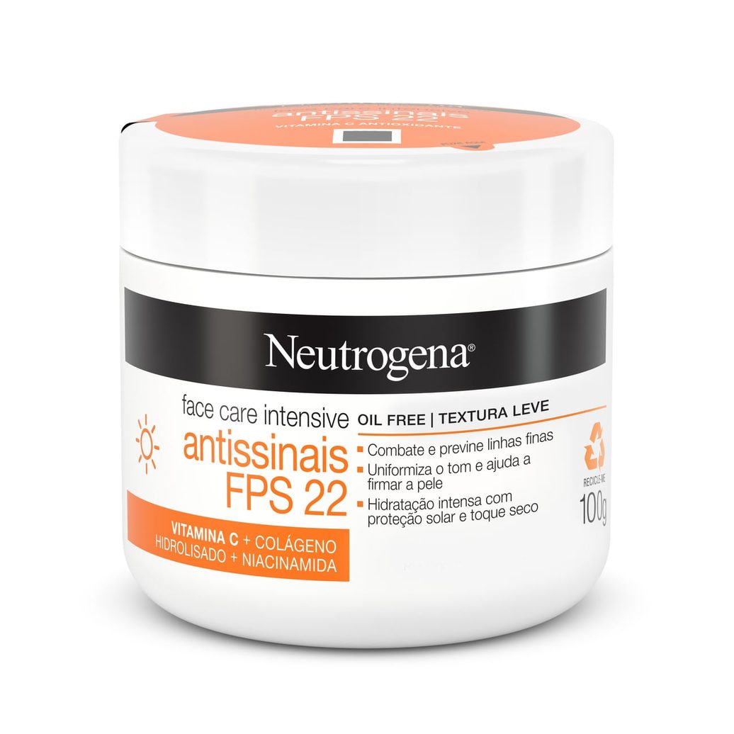 Creme Facial Neutrogena Face Care Intensive Antissinais FPS 22 100g