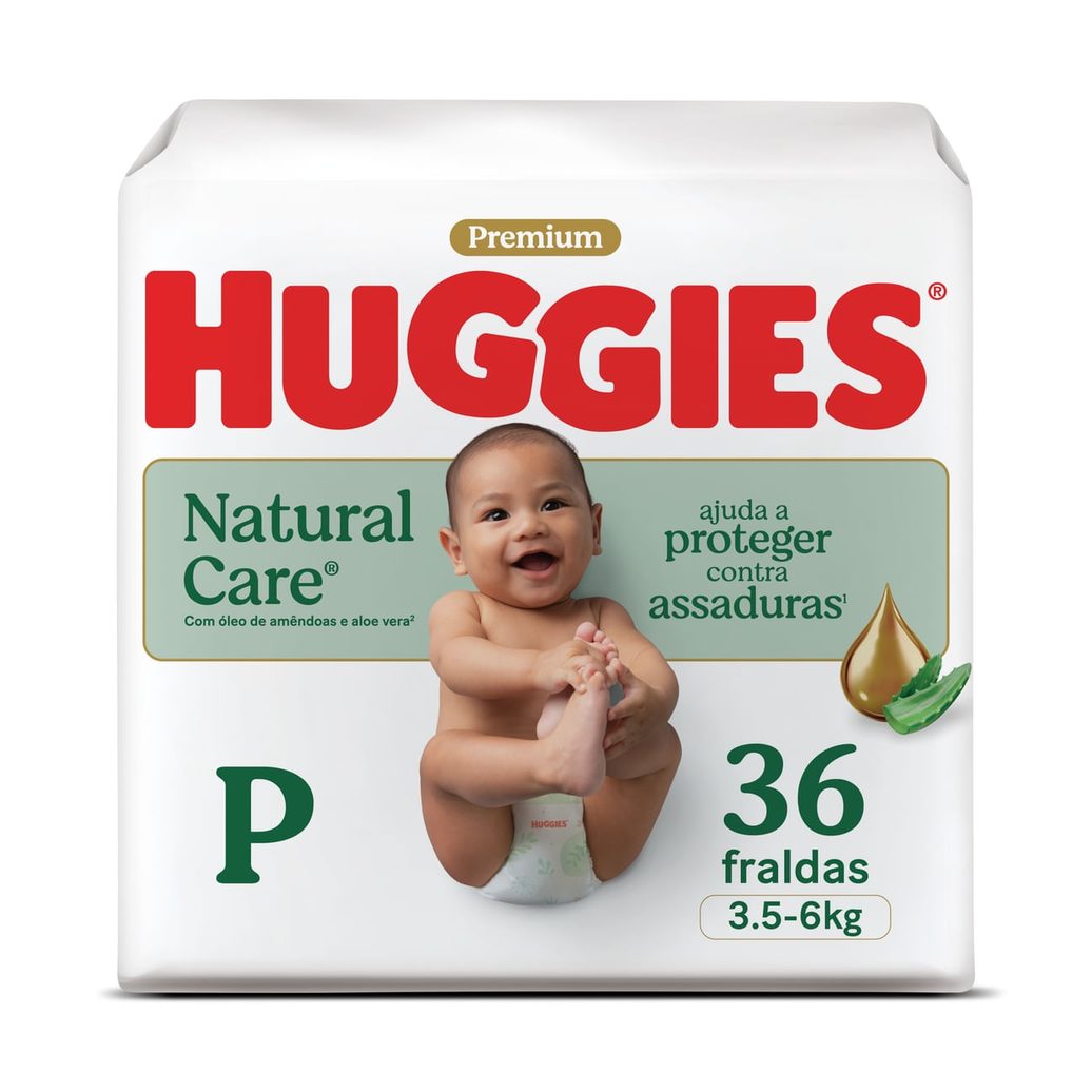 Huggies Fralda Descartável Premium Natural Care P - 36 Un