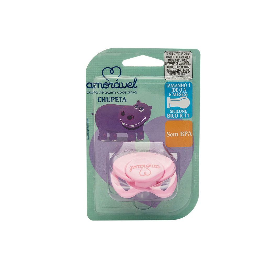 Chupeta Amorável silicone Redonda Rosa de 0 A 6 Meses 401101
