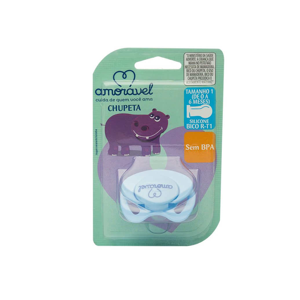 Chupeta Amorável silicone Redonda Azul de 0 A 6 Meses 401101