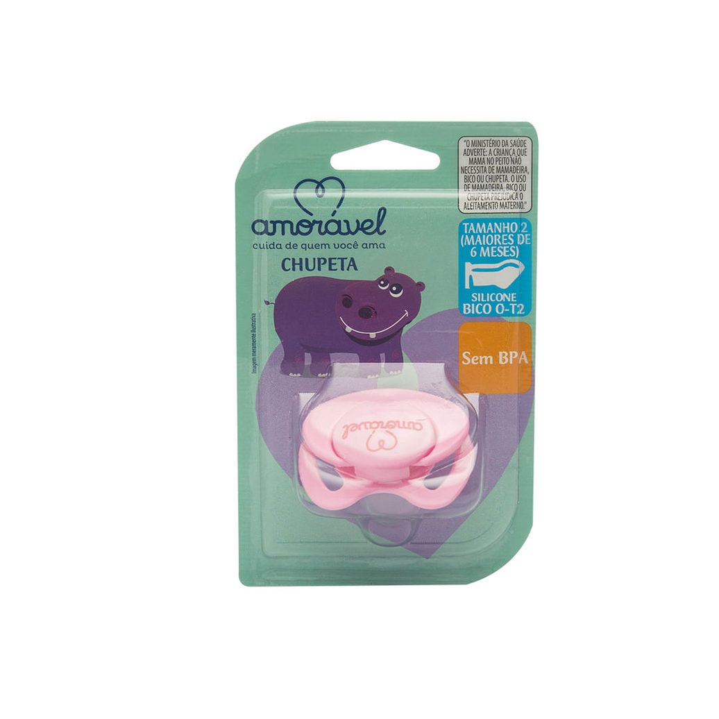 Chupeta Amorável Silicone Ortodôntico Rosa A Partir De 6 Meses
