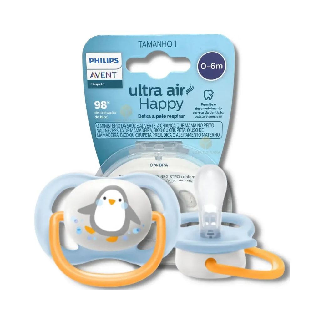 Chupeta Philips Avent Ultra Air de 0 a 6 meses Silicone Azul 1 Unidade