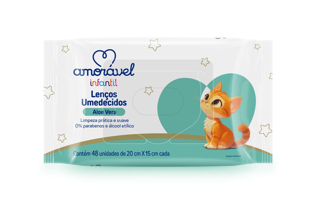 Lenço Umedecido Amorável Baby Aloe Vera 48 Unidades