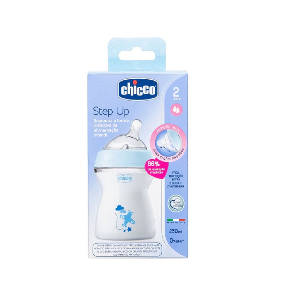 Mamadeira Chicco Step Up Bico Redondo +2meses Azul 250ml 1 Unidade