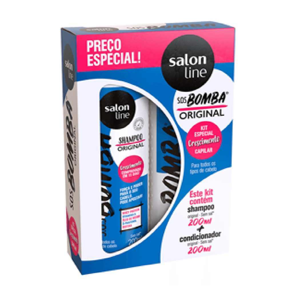 Kit Shampoo Salon Line S.O.S Bomba Original 200ml 1 Unidade + Condicionador Salon Line S.O.S Bomba Original 200ml 1 Unidade