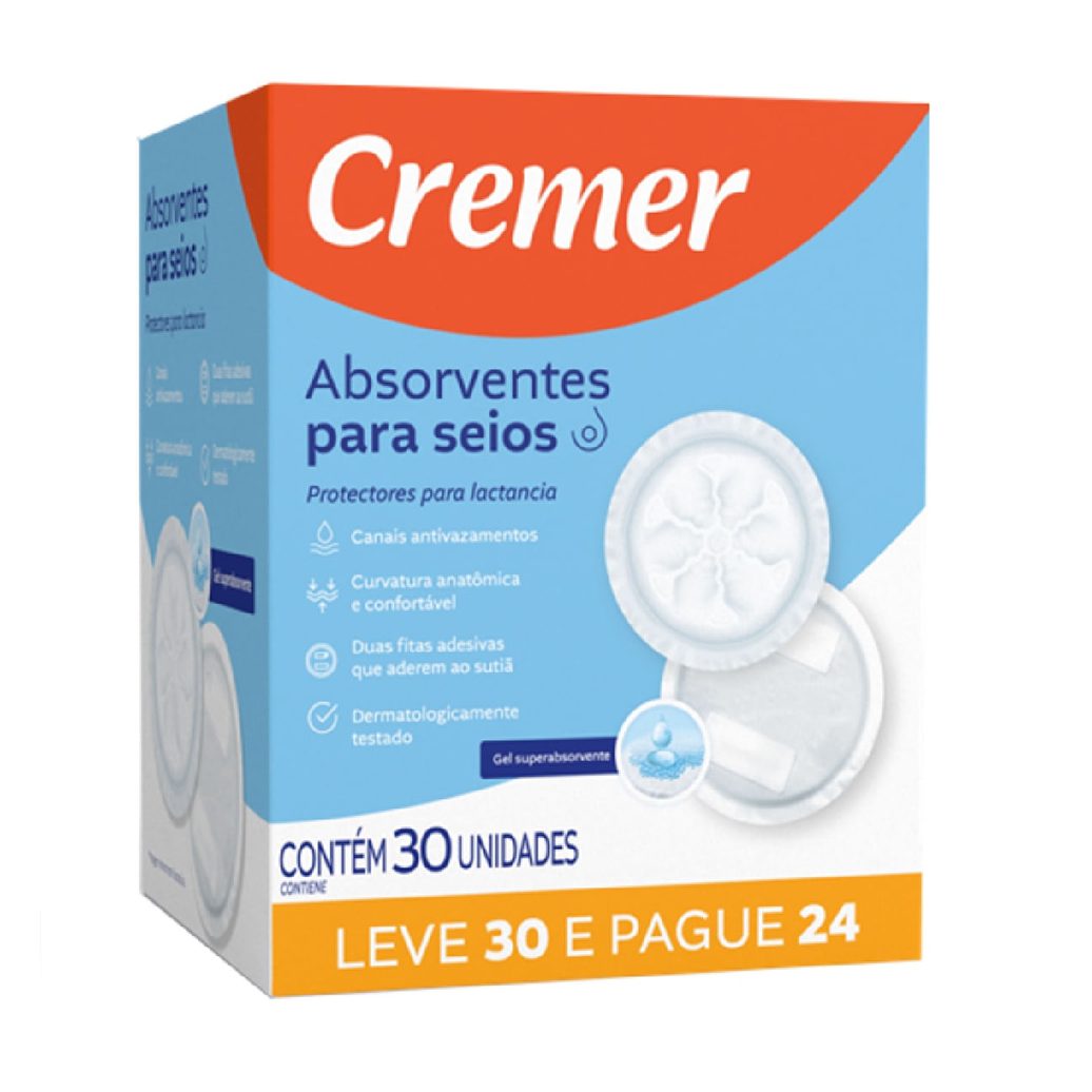 Absorvente para Seios Cremer Superabsorvente 30 Unidades Leve 30 Pague 24