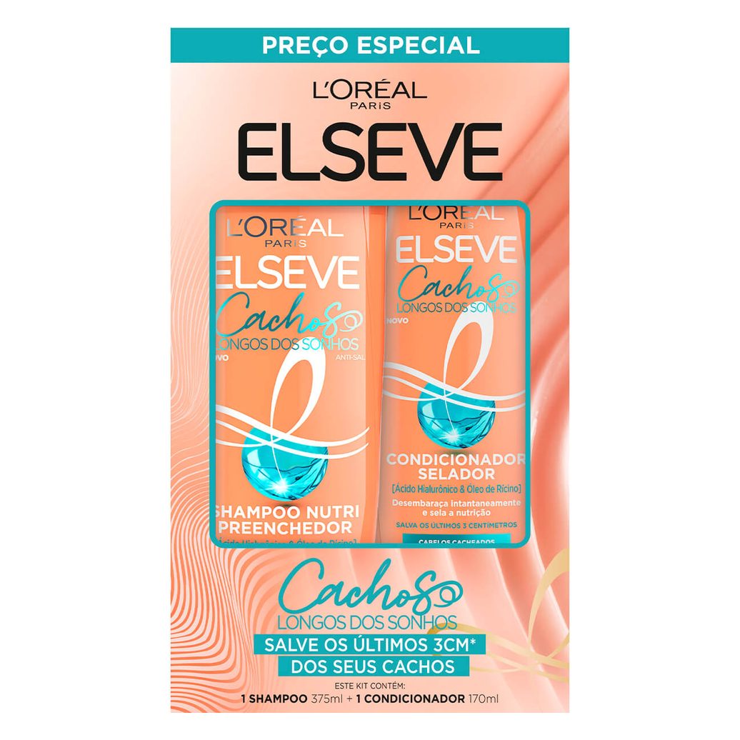 Kit Shampoo Elseve Cachos Longos dos Sonhos Nutri Preenchedor e Selador 375ml 1 Uni + Condicionador 170ml 1 Uni
