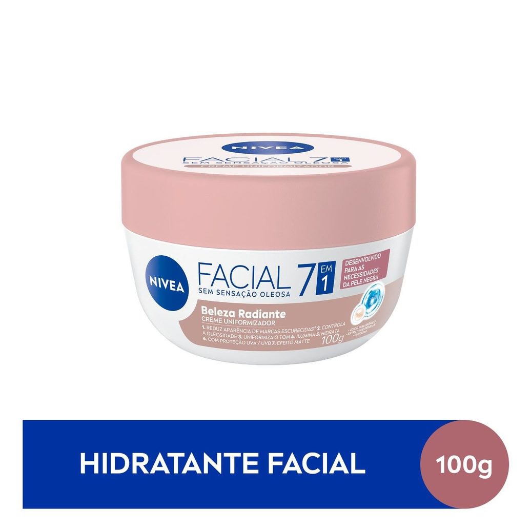 Creme Facial Nivea Beleza Radiante Uniformizador 7 em 1 Pele Negra 100g