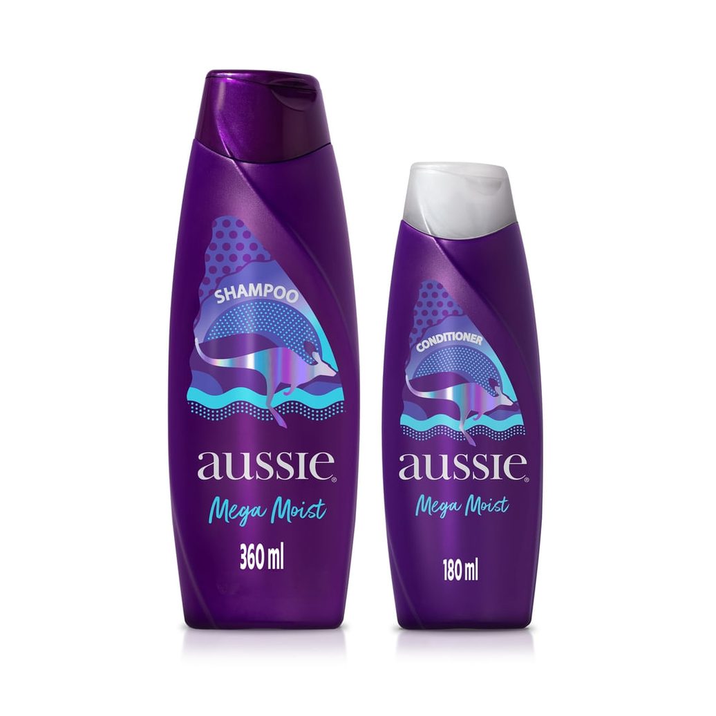 Kit Shampoo Aussie Mega Moist 360ml 1 Unidade + Condicionador Aussie Mega Moist 180ml 1 Unidade
