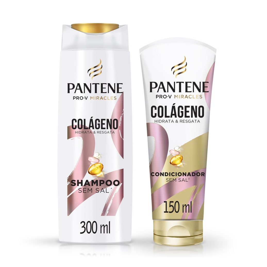 Kit Shampoo Pantene Pro-V Miracles Colágeno Hidrata & Resgata 300ml 1 Uni + Condicionador Hidrata & Resgata 150ml 1 Uni