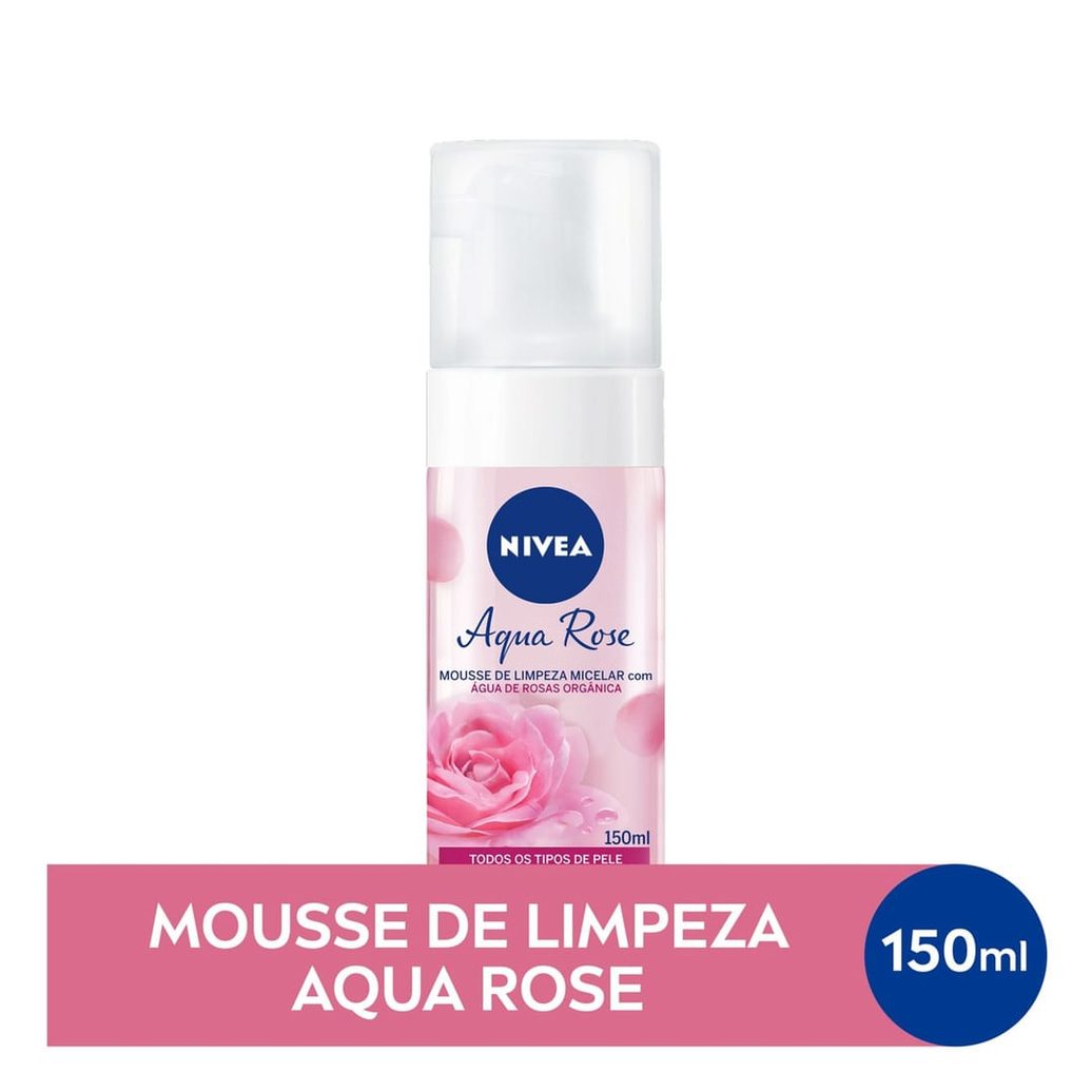 Mousse de Limpeza Facial Nivea Aqua Rose com Água de Rosas Orgânica 150ml