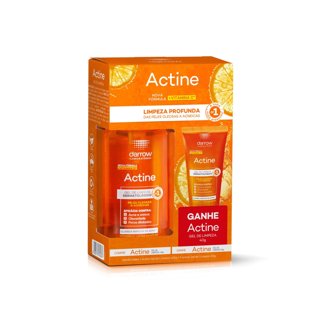 Kit Gel de Limpeza Facial Actine Darrow 140g 1 Unidade + Gel de Limpeza Facial Actine Darrow 40g 1 Unidade