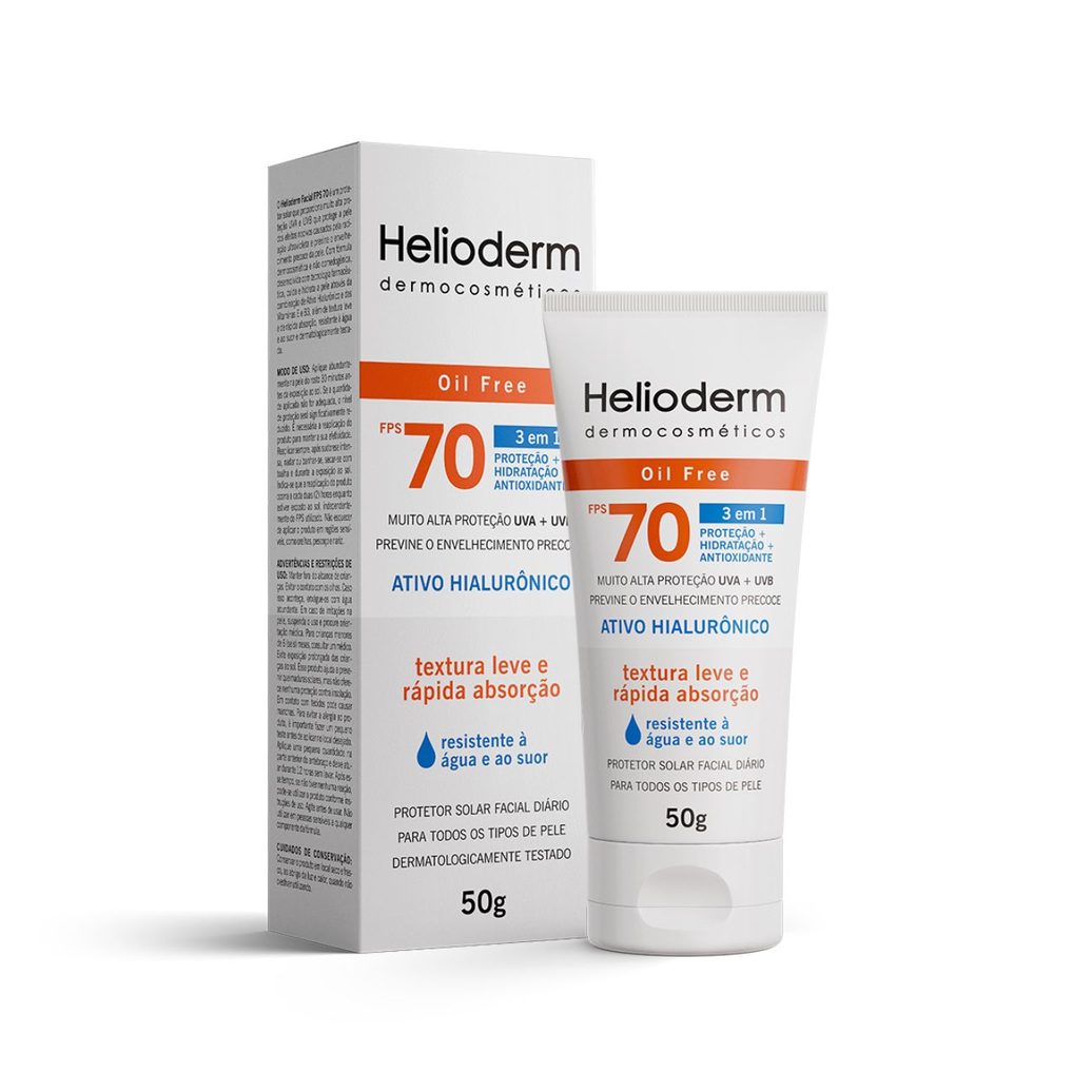 Protetor Solar Facial Helioderm 3 em 1 FPS70 Oil Free 50g