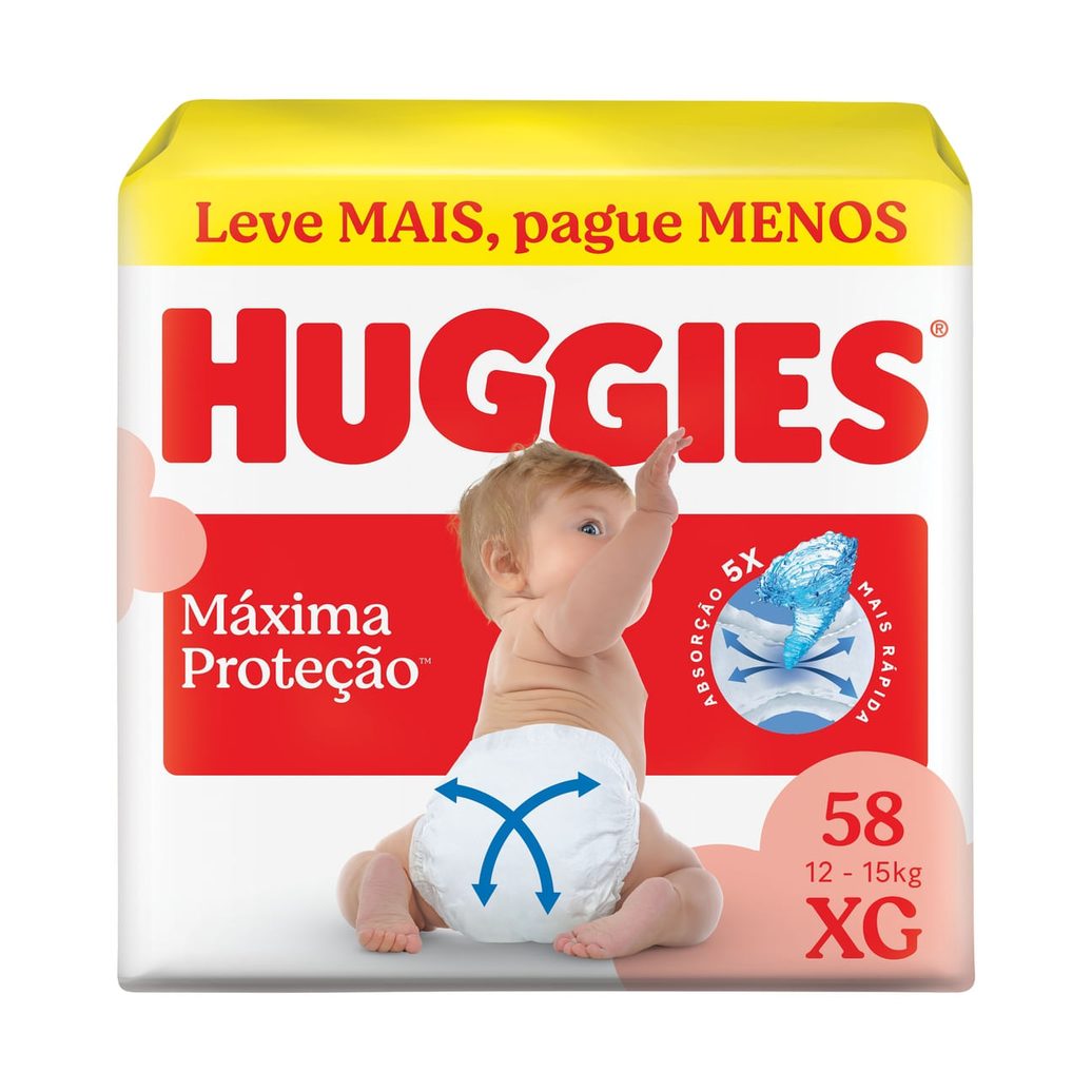 Fralda Huggies Máxima Proteção XG 58 Unidades