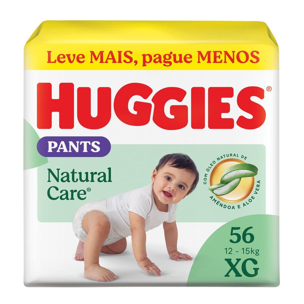 Huggies Fralda Pants Premium Natural Care XG - 56 Un