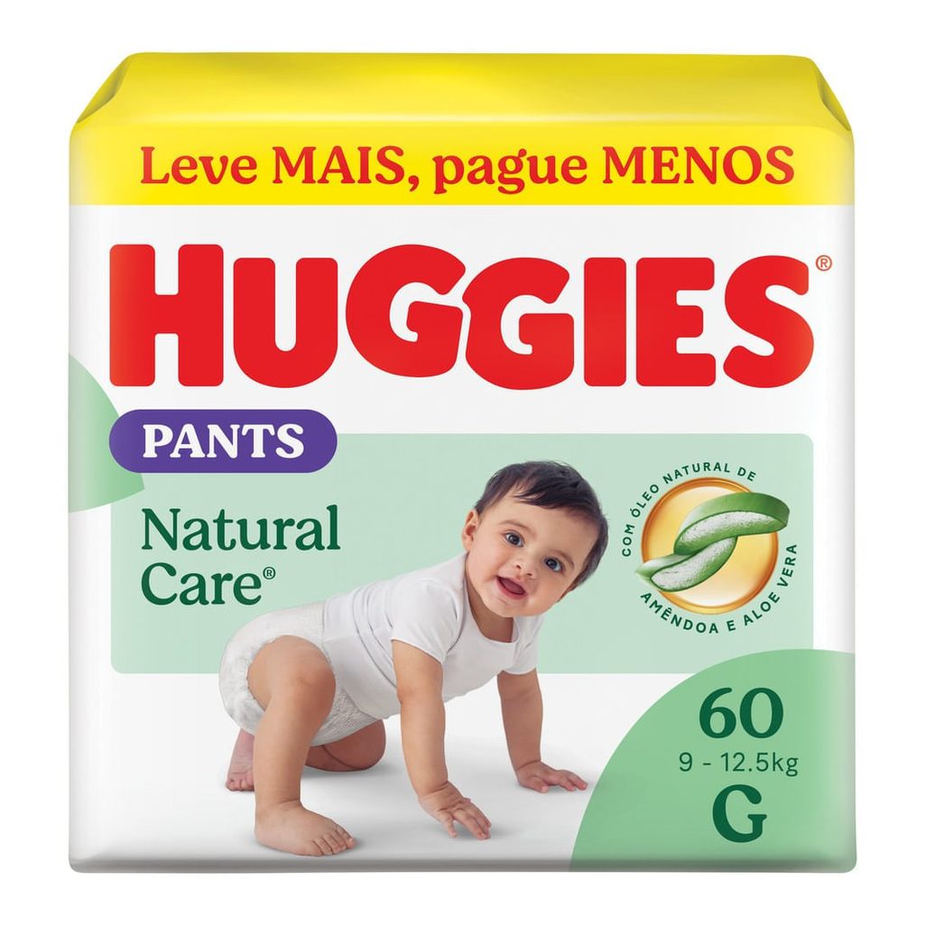 Fralda Pants Huggies Premium Natural Care G 60 Unidades