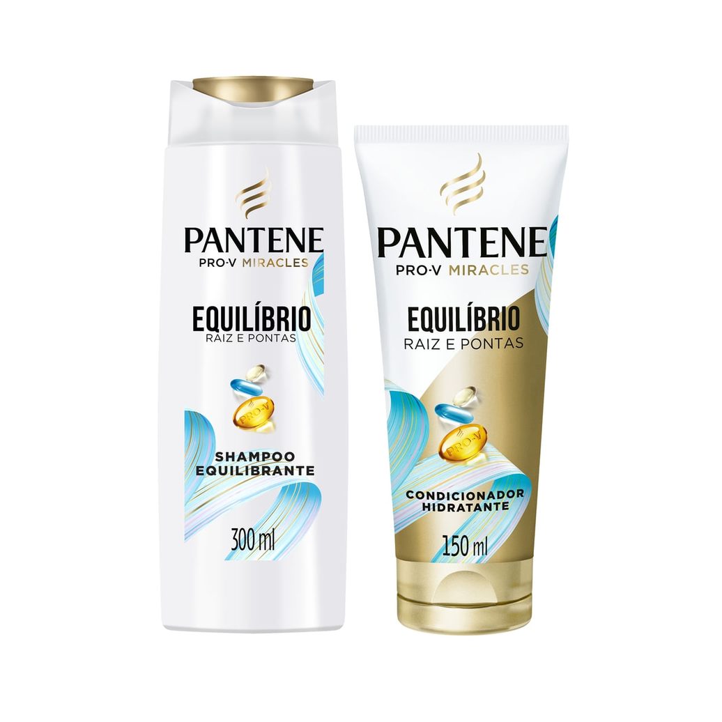 Kit Shampoo Pantene Pro-V Miracles Equilíbrio Raiz e Pontas 300ml 1 Uni + Condicionador Miracles Equilíbrio Raiz e Pontas 150ml 1 Uni