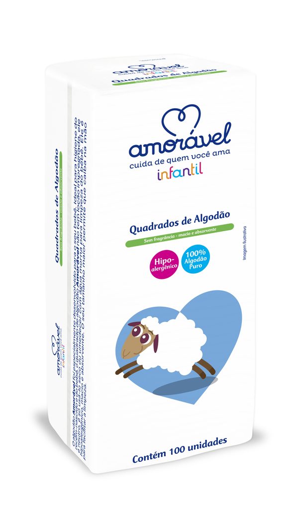 Algodão Quadrado Amorável Infantil 100 Unidades