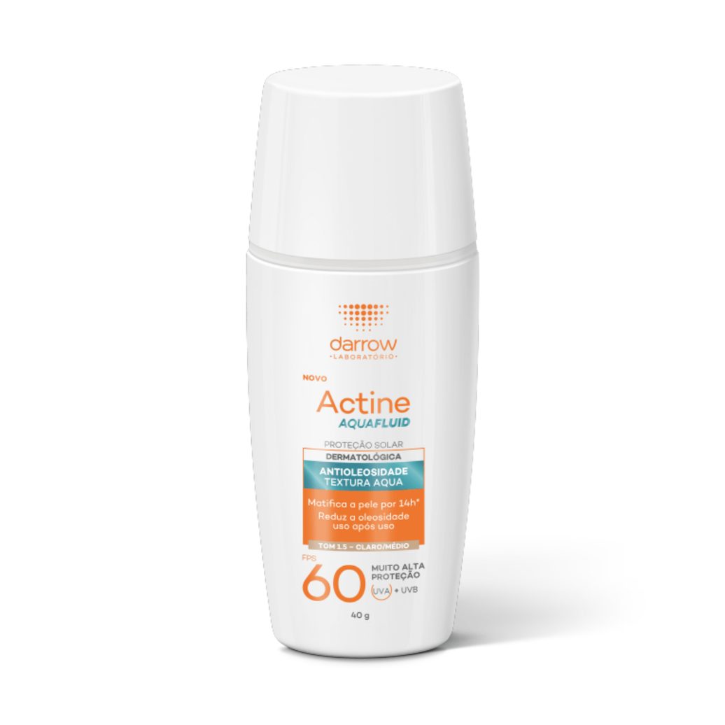 Protetor Solar Facial Darrow Actine Aquafluid Antioleosidade FPS60 Tom Claro/Médio 40g