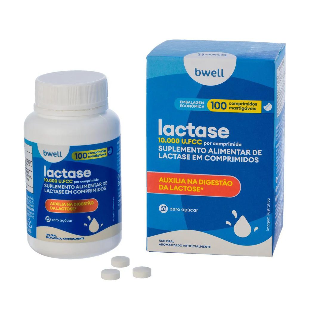 Lactase 10.000 FCC bwell 100 Comprimidos Mastigáveis