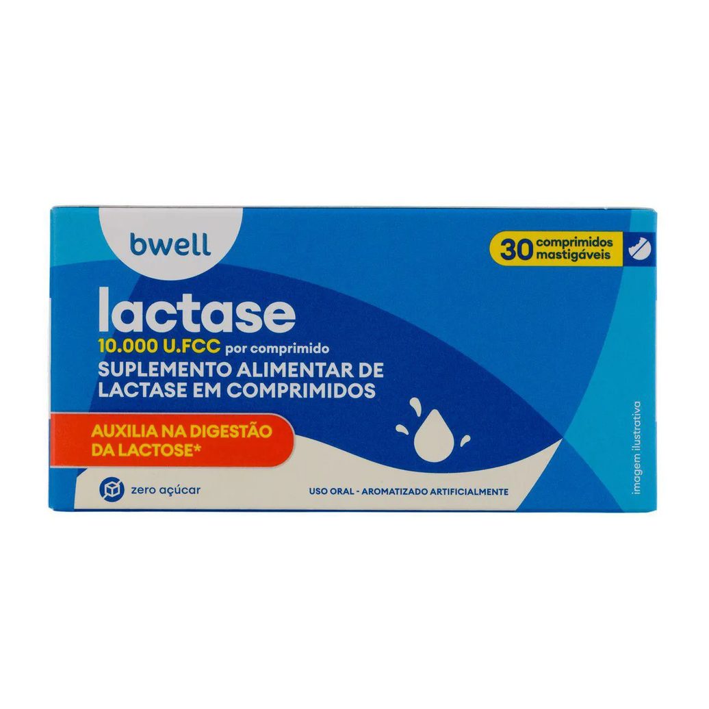 Lactase 10.000 FCC bwell 30 Comprimidos Mastigáveis