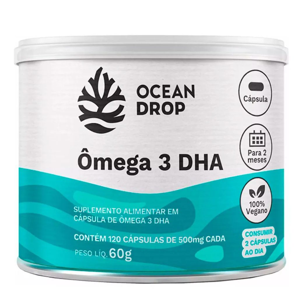 Omega 3 Dha 100% Vegetal Vegano (120 Cápsulas) – Ocean Drop