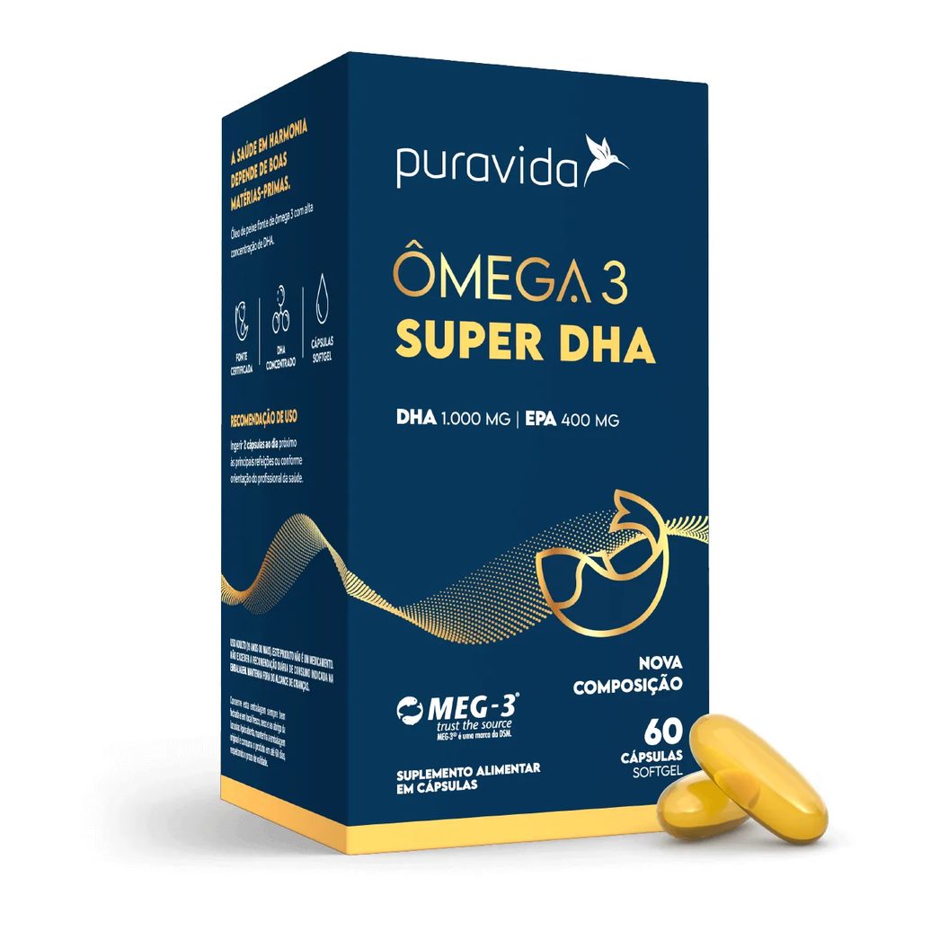 Ômega 3 DHA 1000mg Puravida 60 cápsulas