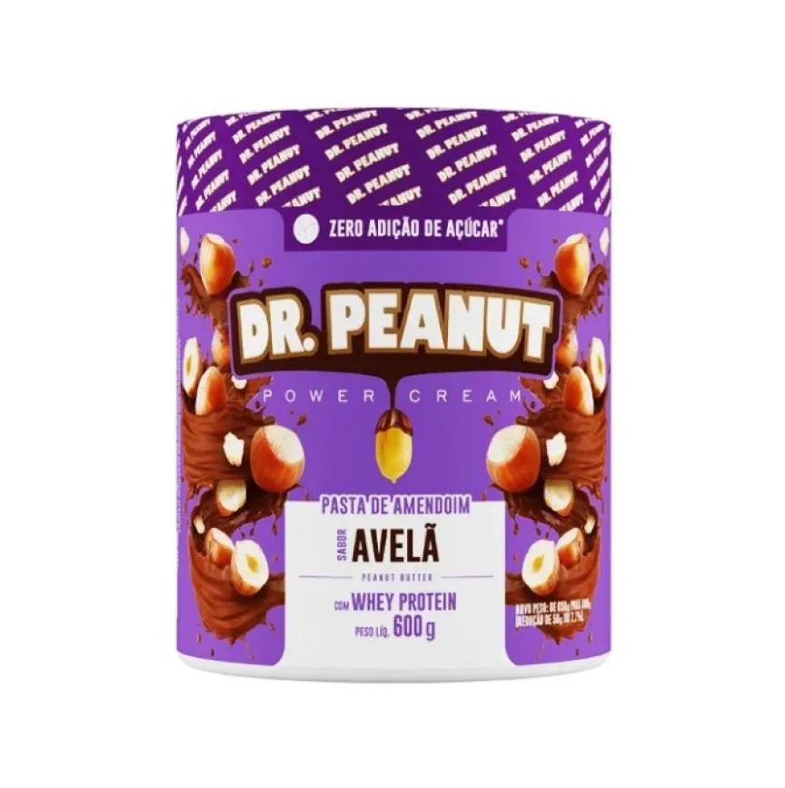 Pasta de Amendoim Whey Protein Dr. Peanut 600g Avelã