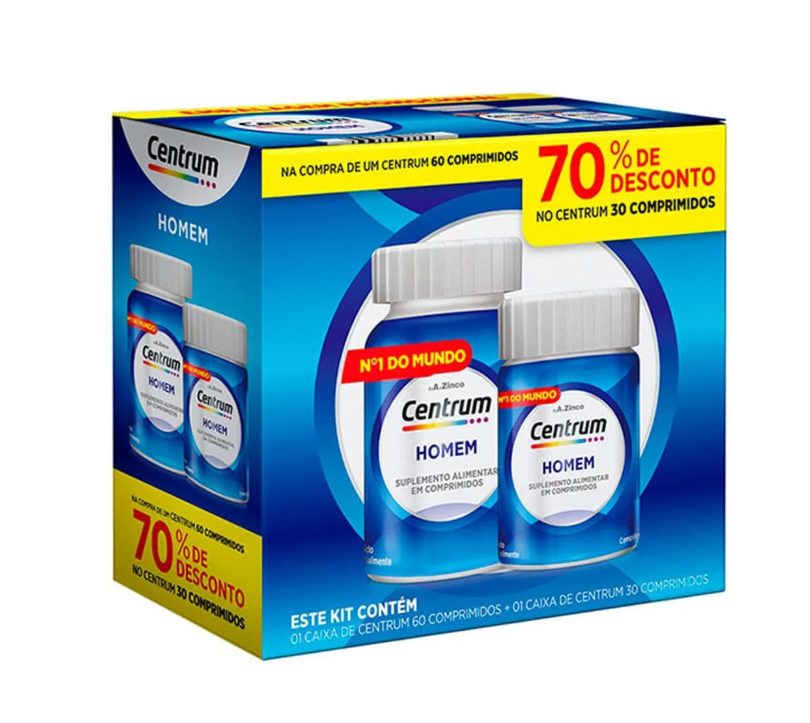 Kit Polivitamínico Centrum Essentials Homem de A a Zinco 60 + 30 comprimidos