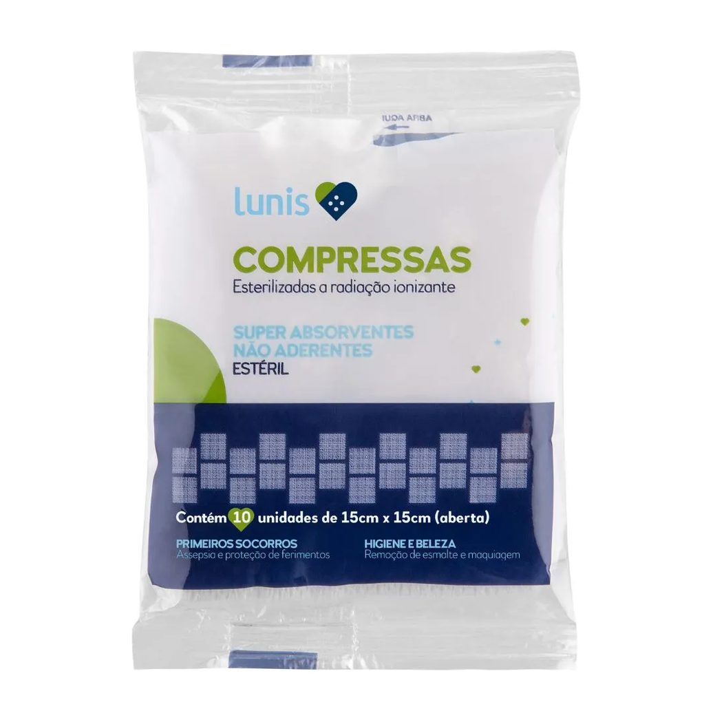 Compressa De Gaze Não Aderente Lunis 10 Unidades