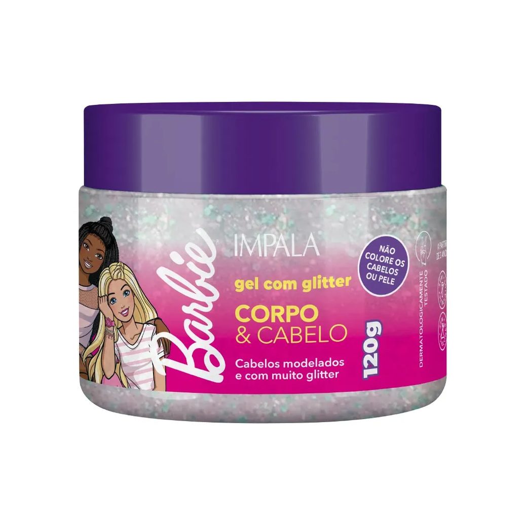 Gel Com Glitter Impala Barbie 120gr Corpo E Cabelo